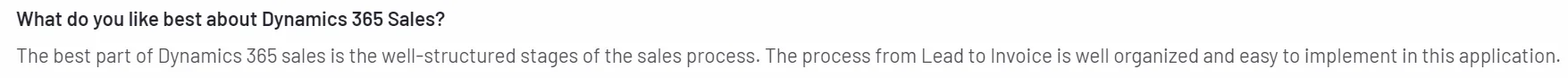 positive review of Dynamics Sales CRM