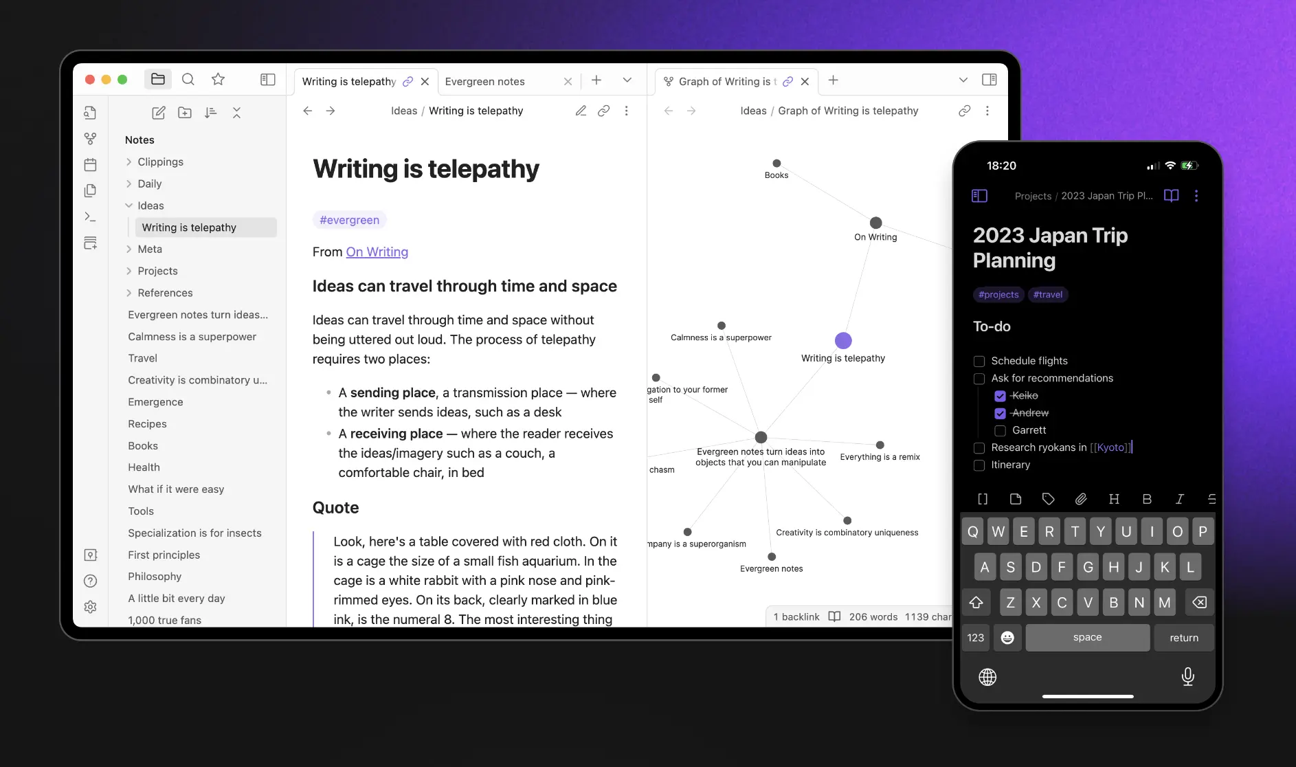 Obsidian note taking software